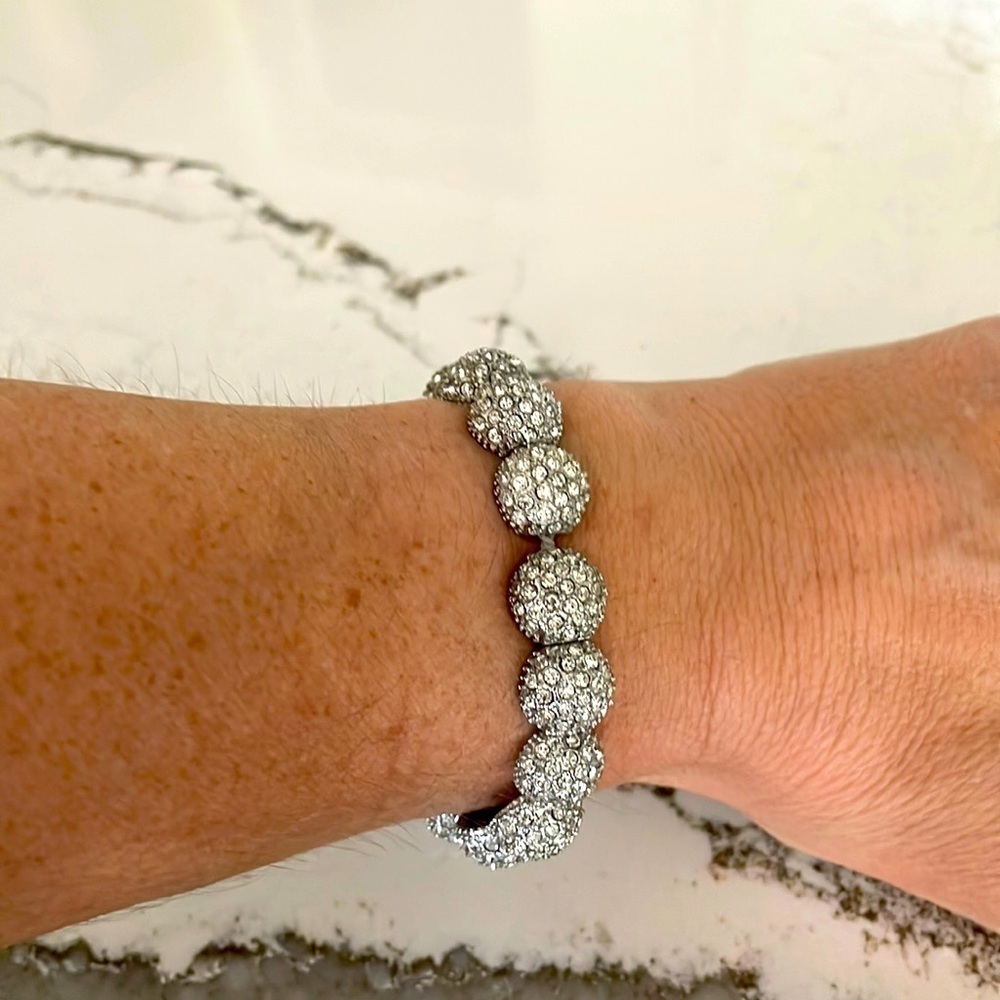 Women's Rhinestone Stretch Bracelet Silver